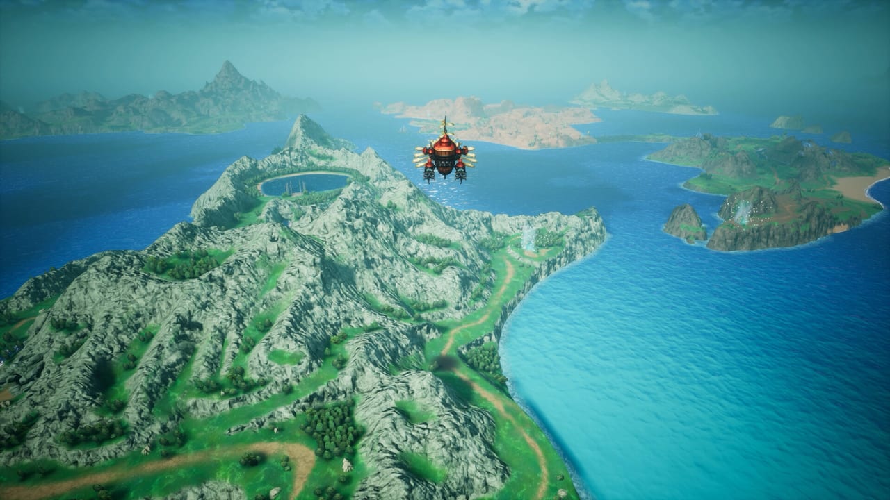 Magitek airship flying over the world map in FINAL FANTASY RESONANCE